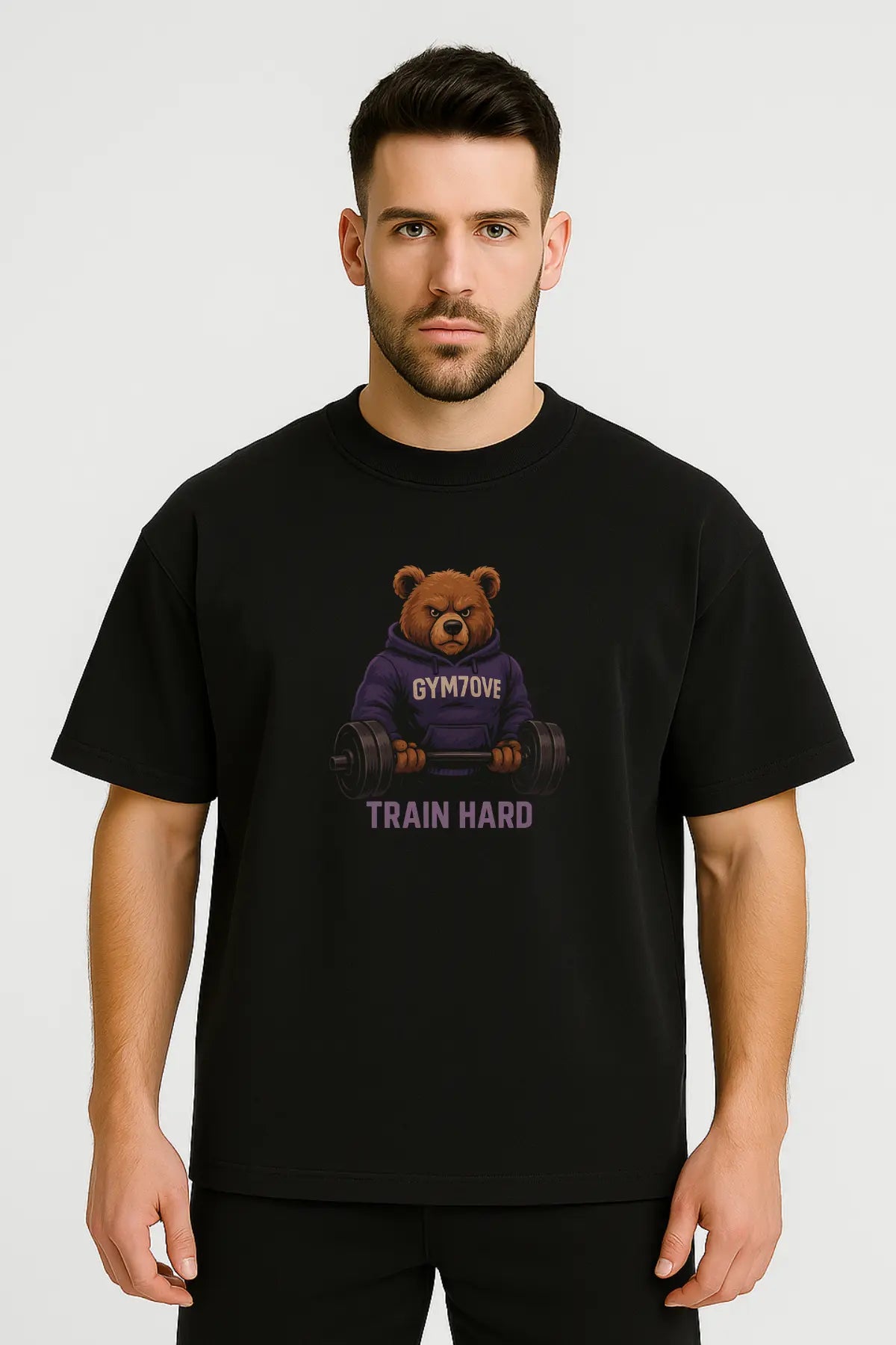 Train Hard Bear Oversized Shirt