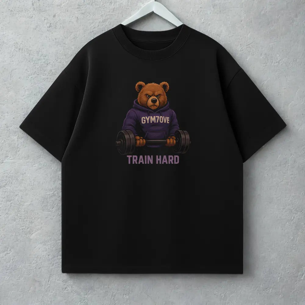 Train Hard Bear Oversized Shirt